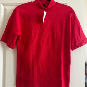 Classic Red Mock Neck Women’s Shirt
